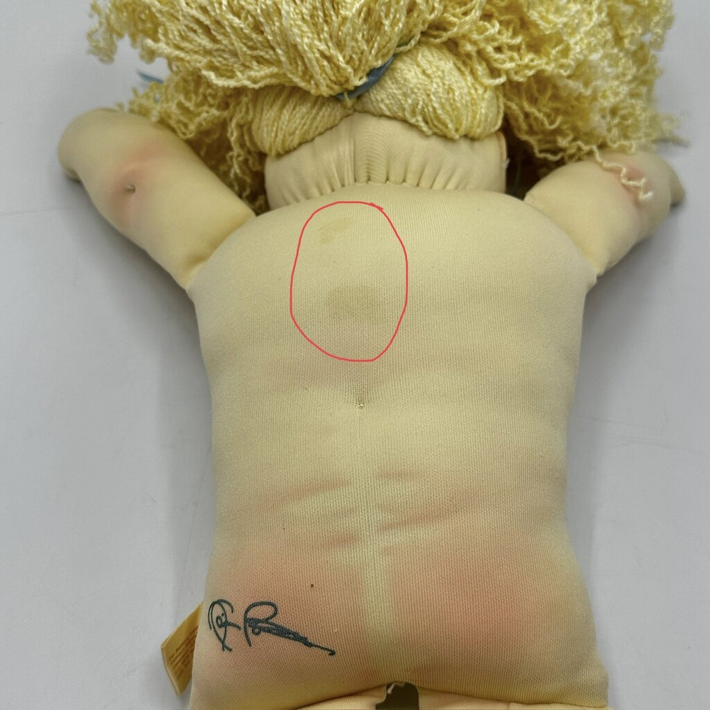 Vintage 1990 Cabbage Patch Soft Sculpture Doll Blue Eyes Blonde Hair No Papers/Clothes /cb