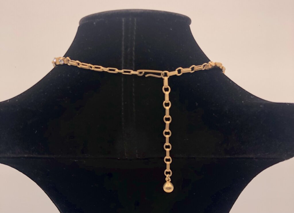 Vintage Reticulated Rhinestone Gold Tone Collar Necklace /b