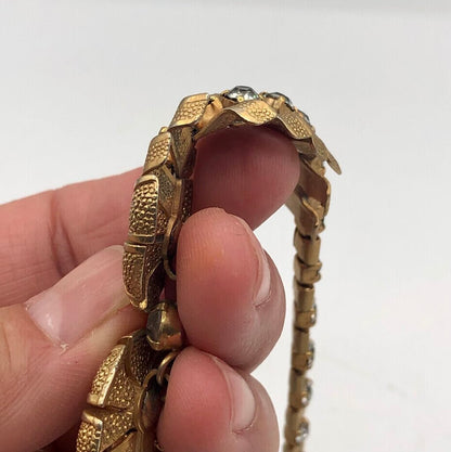 Vintage Reticulated Rhinestone Gold Tone Collar Necklace /b