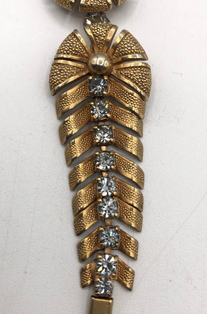 Vintage Reticulated Rhinestone Gold Tone Collar Necklace /b