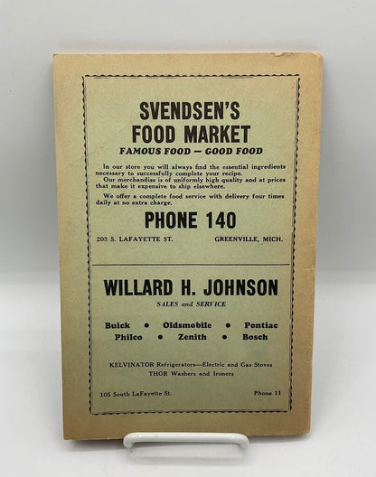 Vintage Foods and Fashions of 1936 with the Compliments of New Silver Theatre in Greenville, Michigan 64 Page Booklet /sb