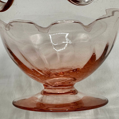 Set of 4 Vintage Pink Ruffled Footed Optic Sherbet/Dessert Bowls /cb