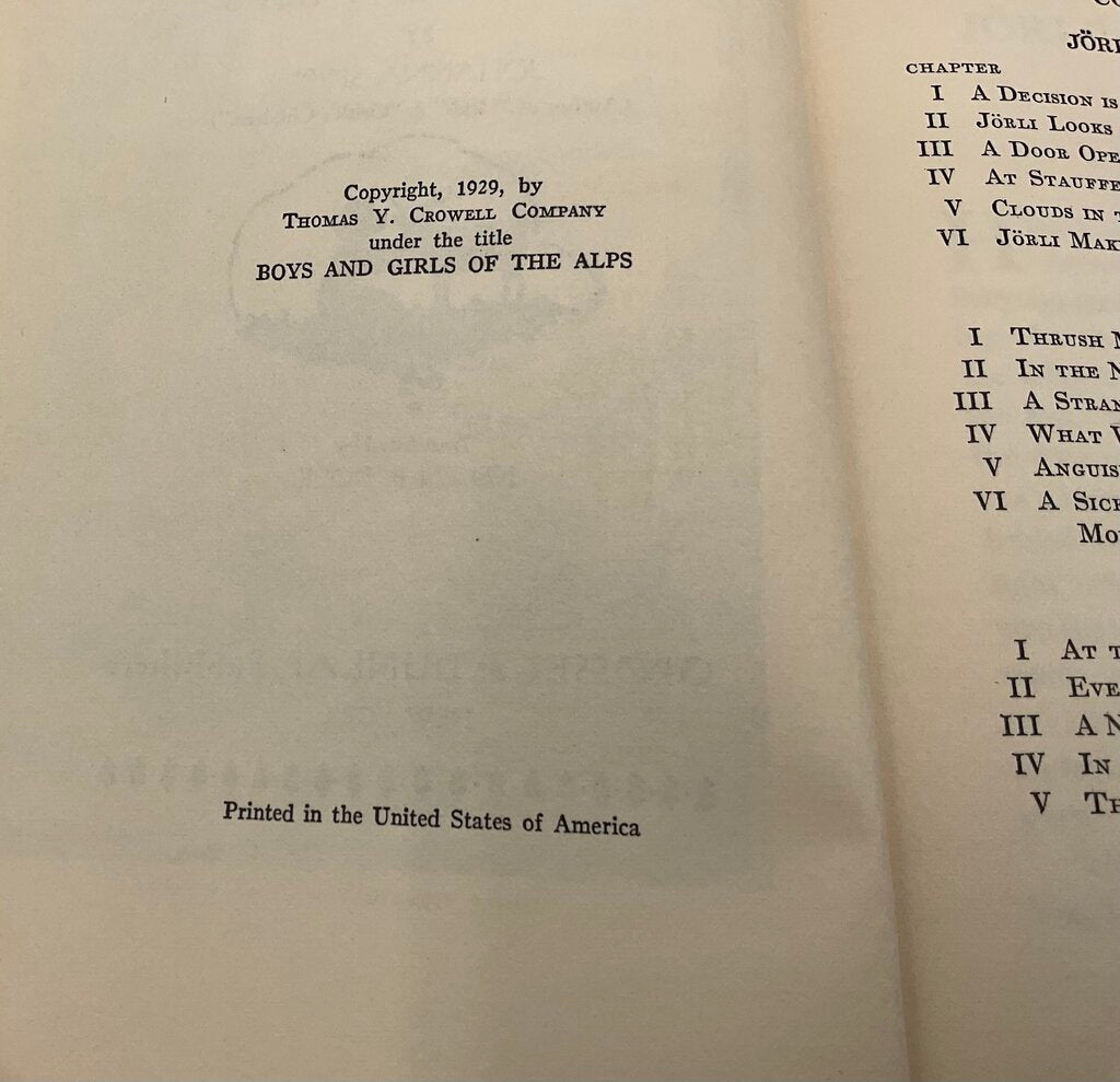 Children of the Alps by Johanna Spyri 1929 Hardcover Book /sb