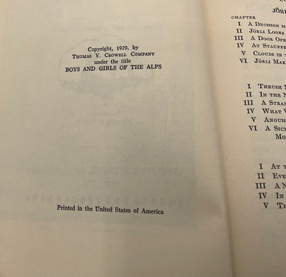 Children of the Alps by Johanna Spyri 1929 Hardcover Book /sb