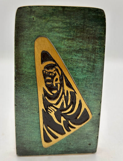 Dayagi Israel Green Burnished Enamel Brass Book Ends /j