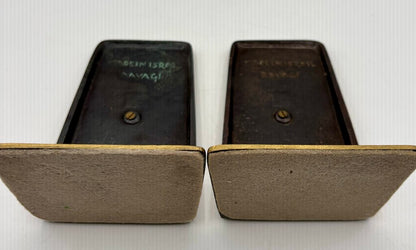 Dayagi Israel Green Burnished Enamel Brass Book Ends /j