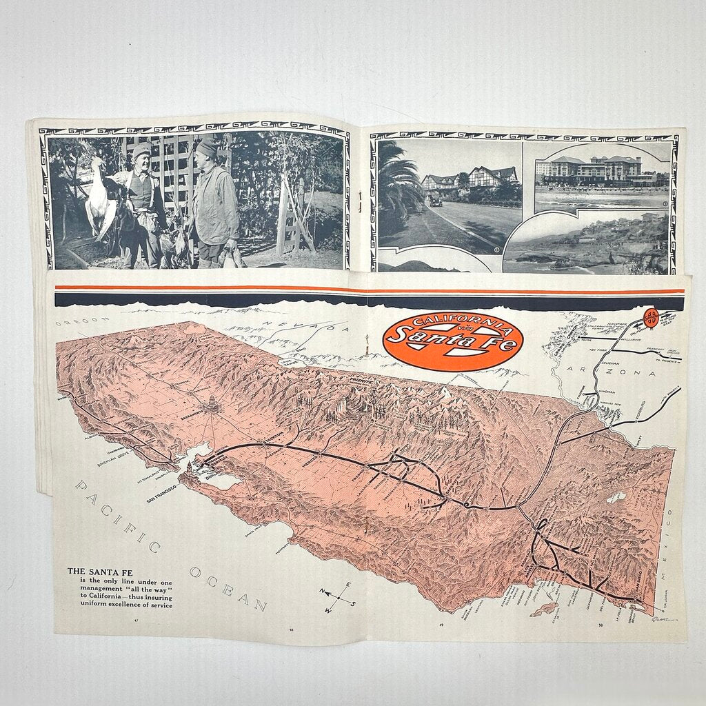 Antique 1920s Santa Fe Railroad-California Picture Book-Illustrated Travel Brochure /cb