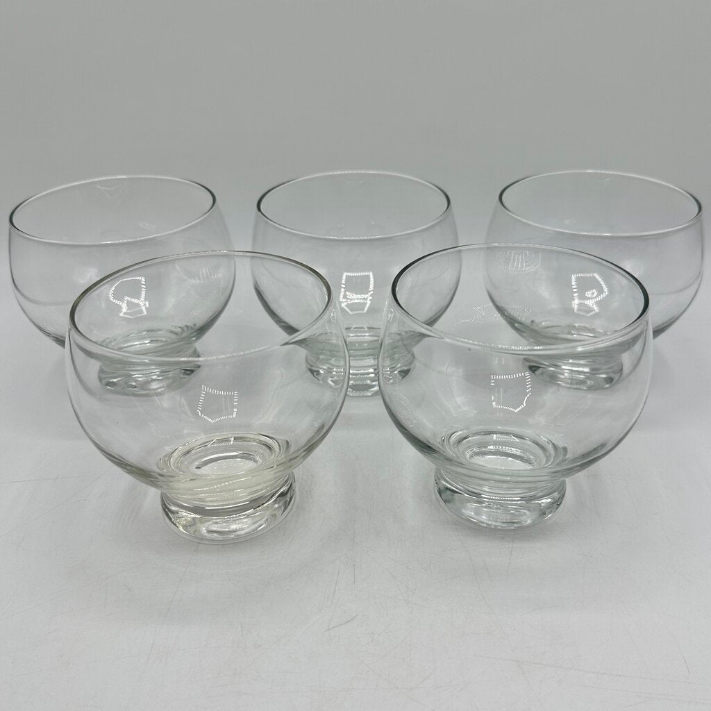 Set of 5 Vintage Stemless Brandy/Cognac Sniffters Glasses Weighted Stackable /cb