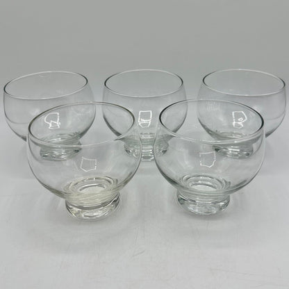 Set of 5 Vintage Stemless Brandy/Cognac Sniffters Glasses Weighted Stackable /cb