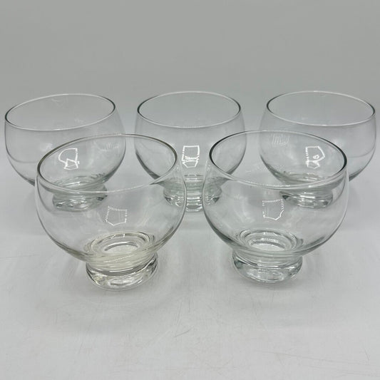 Set of 5 Vintage Stemless Brandy/Cognac Sniffters Glasses Weighted Stackable /cb