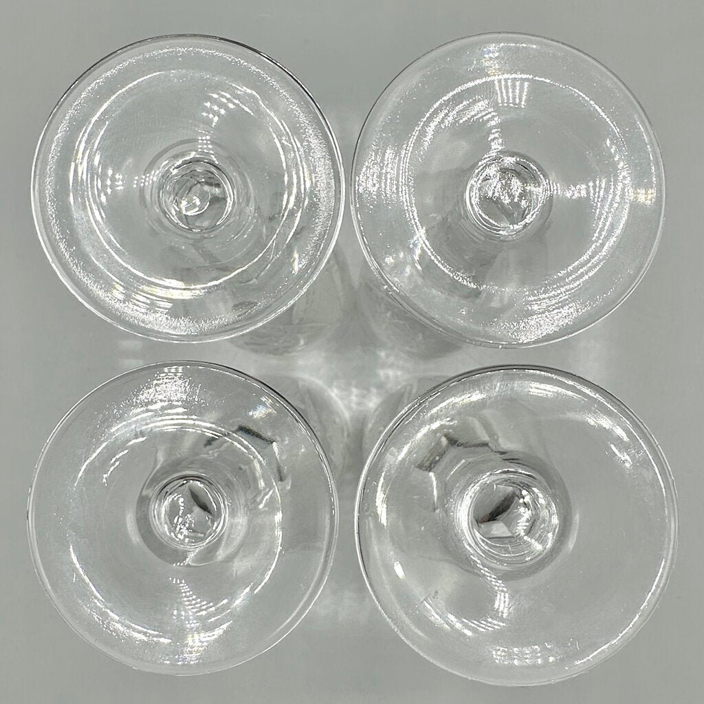 Set Of 4 Vintage Cut Crystal Short Stem Champagne Flutes 6 3/4” Fan, Crosshatch, Starburst /cb