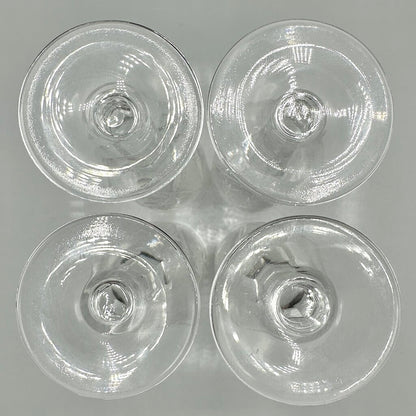 Set Of 4 Vintage Cut Crystal Short Stem Champagne Flutes 6 3/4” Fan, Crosshatch, Starburst /cb