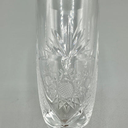 Set Of 4 Vintage Cut Crystal Short Stem Champagne Flutes 6 3/4” Fan, Crosshatch, Starburst /cb