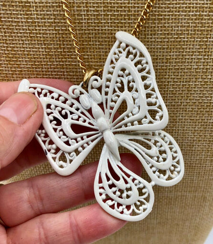 Vintage 1960’s Luca Razza Articulated Butterfly Pendant Necklace /b