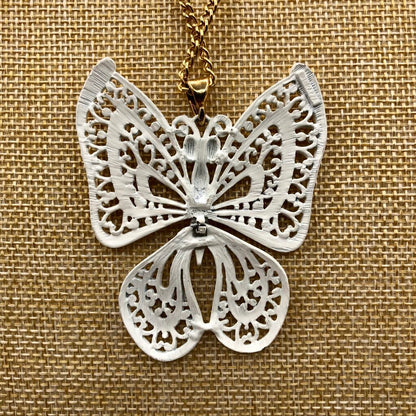 Vintage 1960’s Luca Razza Articulated Butterfly Pendant Necklace /b