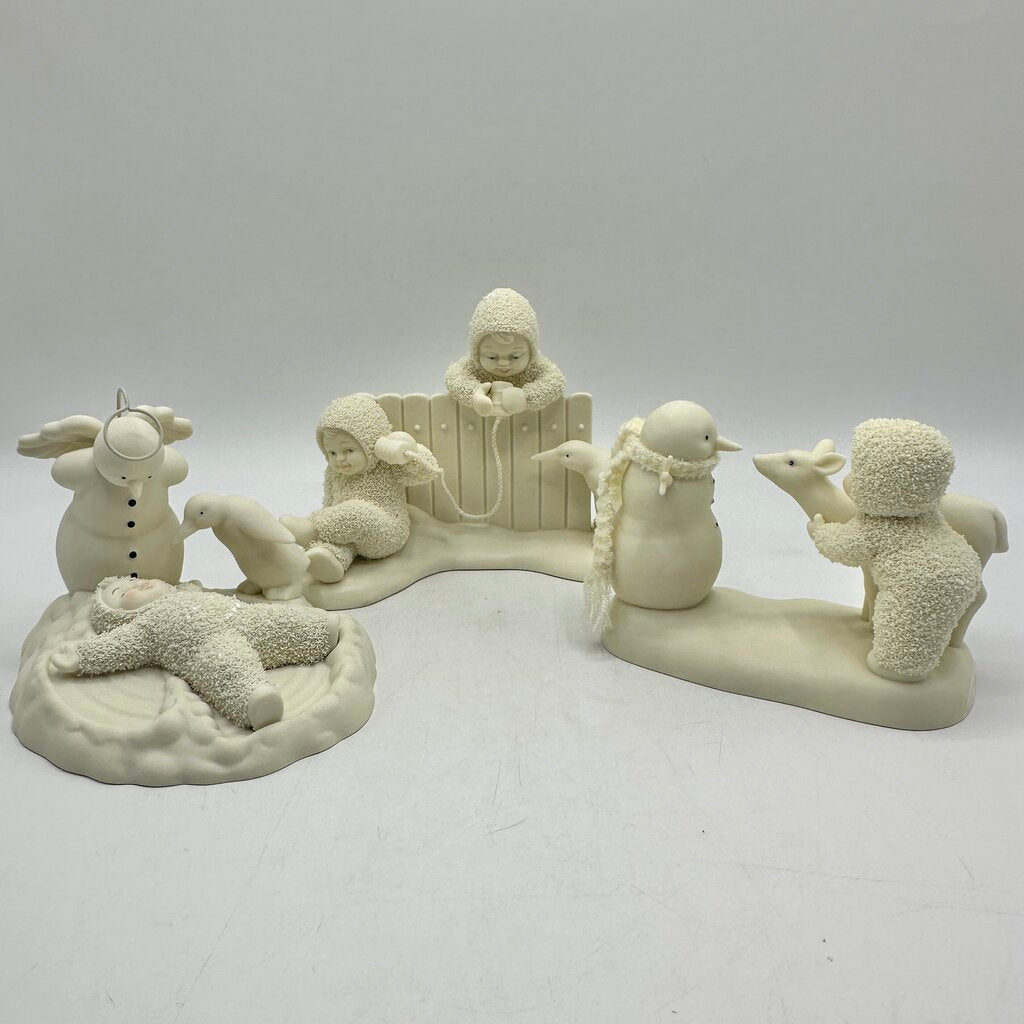 Lot of 3 Department 56 Snowbabies Figurines w/Boxes Snow Angels, Deer Friends, Burning Up The Lines /cb