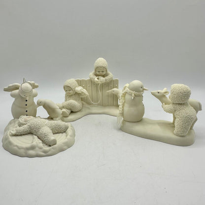 Lot of 3 Department 56 Snowbabies Figurines w/Boxes Snow Angels, Deer Friends, Burning Up The Lines /cb