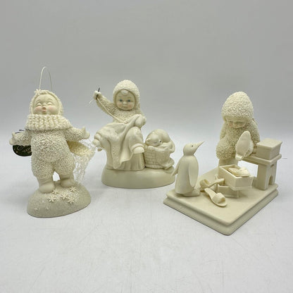 Lot of 3 Department 56 Snowbabies Figurines w/Boxes Catch A Falling Snowflake, Grandma’s Lessons, Just One More Pair /cb