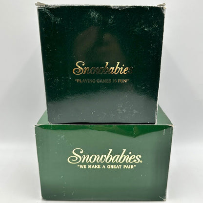 Lot of 2 Vintage Department 56 Snowbabies Figurines Playing Games Is Fun, We Make A Great Pair /cb