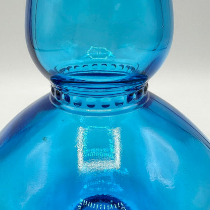 Vintage MCM Blue Glass Decanter Genie Bottle Made In Belgium /cb