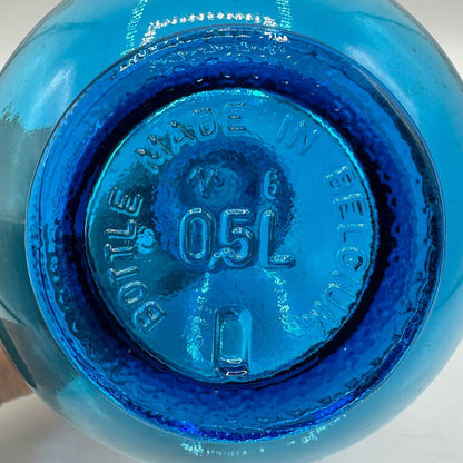 Vintage MCM Blue Glass Decanter Genie Bottle Made In Belgium /cb