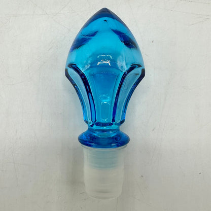 Vintage MCM Blue Glass Decanter Genie Bottle Made In Belgium /cb
