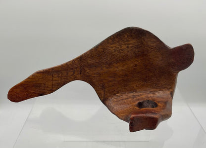 Vintage Wooden Hand Carved & Painted Sleeping Duck Shelf Sitter /s
