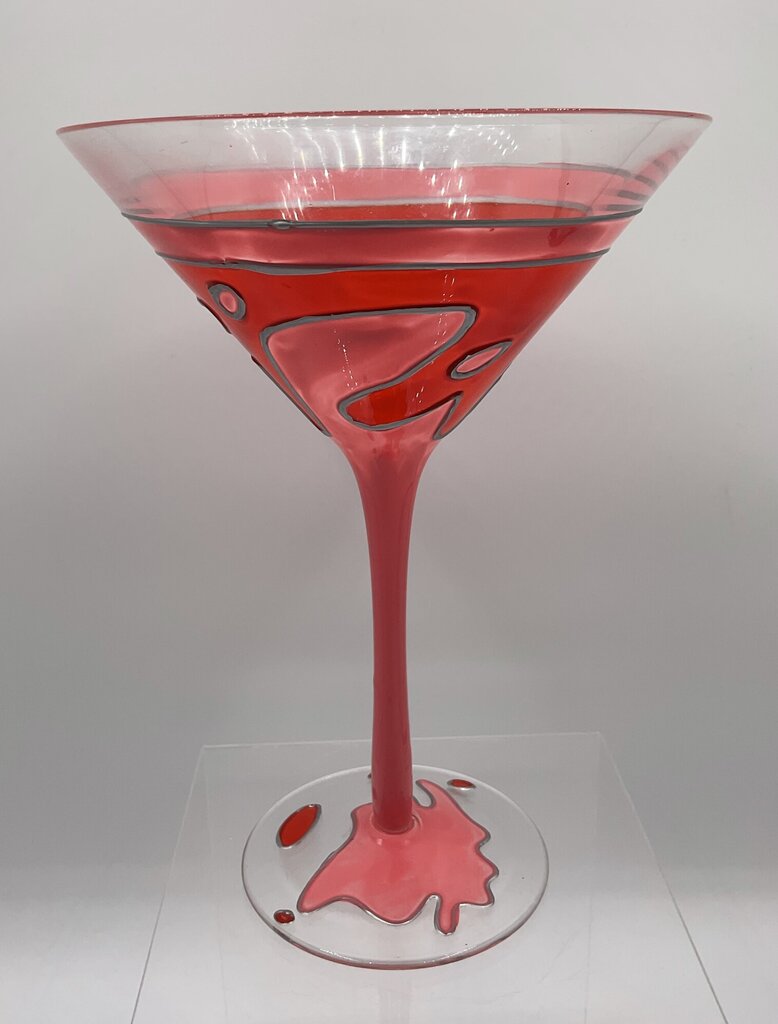 Vintage Pair of Hand Painted Cocktail Martini Glasses