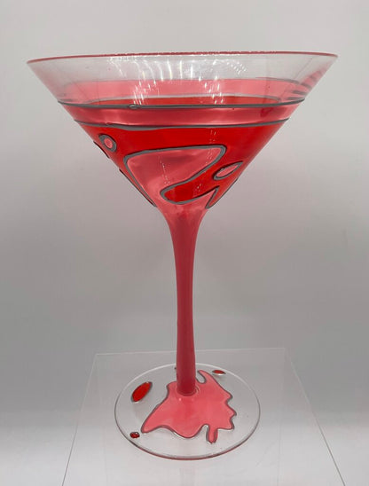 Vintage Pair of Hand Painted Cocktail Martini Glasses