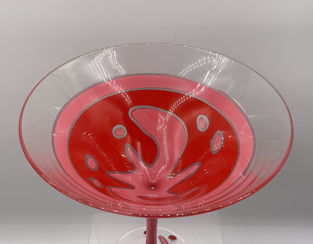 Vintage Pair of Hand Painted Cocktail Martini Glasses