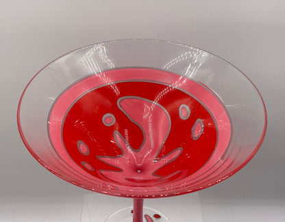Vintage Pair of Hand Painted Cocktail Martini Glasses