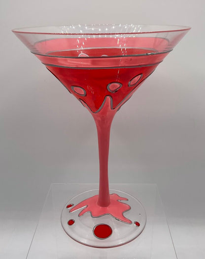 Vintage Pair of Hand Painted Cocktail Martini Glasses