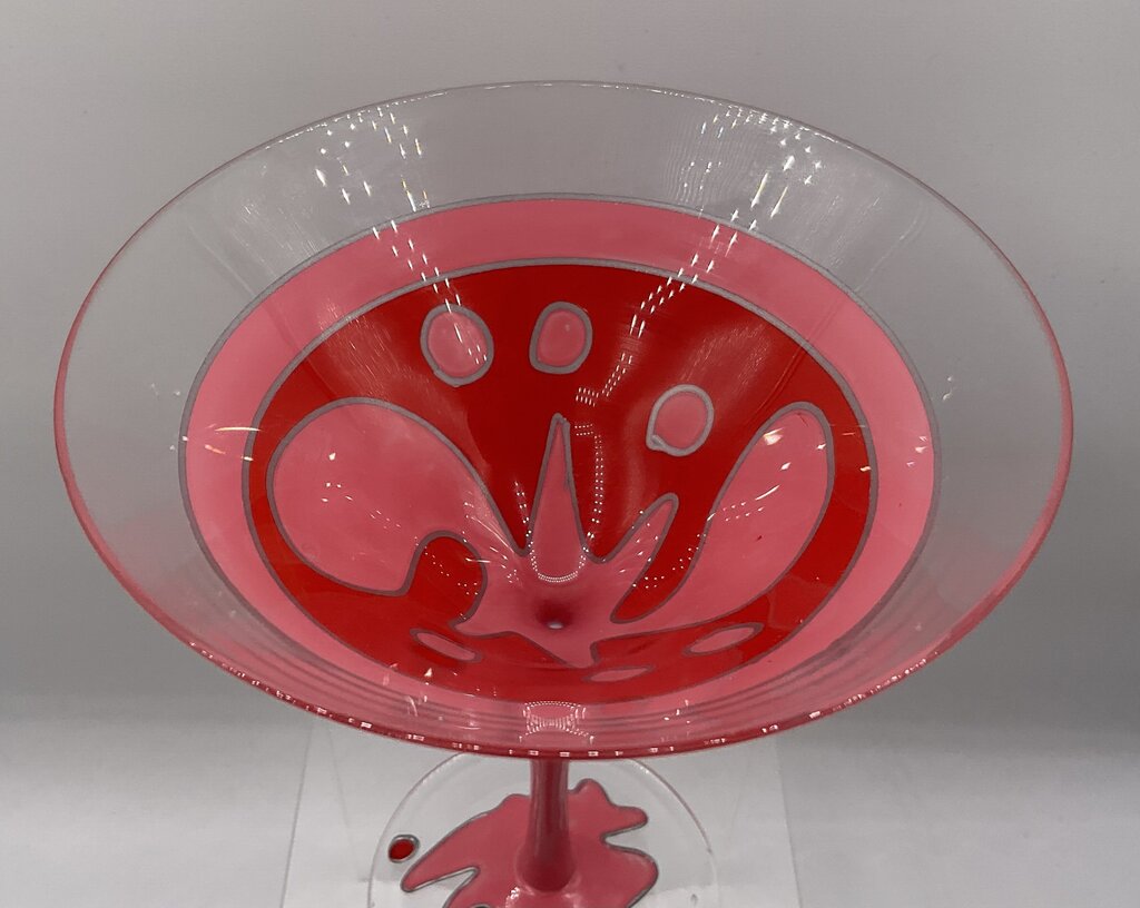 Vintage Pair of Hand Painted Cocktail Martini Glasses