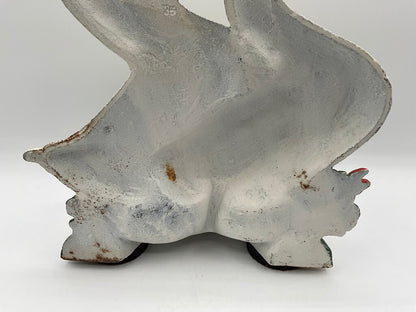 Vintage Painted Cast Iron Door Stop - 3 Walking White Ducks /s