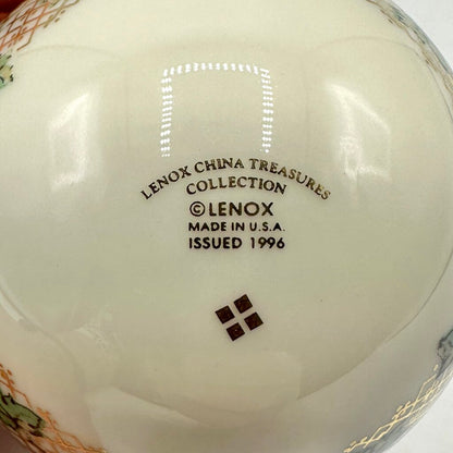 Vintage 1996 Lenox China Treasures Porcelain Goose Easter Egg With Brass Stand /cb