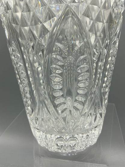 Vintage Heavy Cut Crystal Vase 8” Tall /s