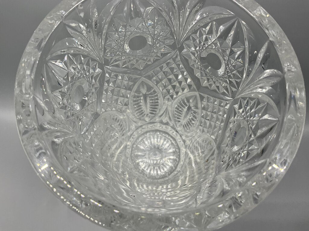 Vintage Heavy Cut Crystal Vase 8” Tall /s