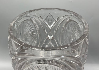 Vintage Early American Pressed Glass McKee Aztec Pattern Cookie Jar with Lid /s