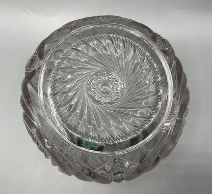 Vintage Early American Pressed Glass McKee Aztec Pattern Cookie Jar with Lid /s