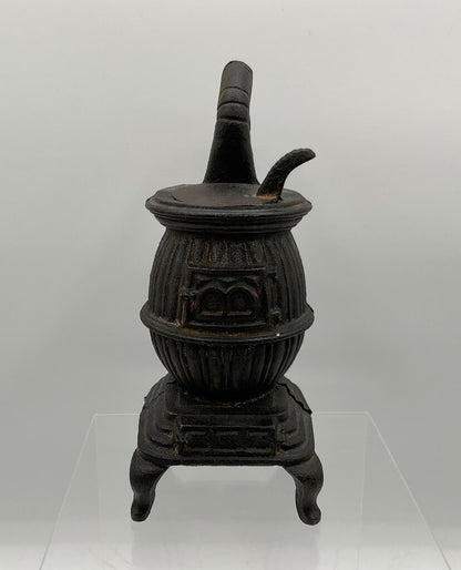Antique Miniature Cast Iron Potbelly Stove 6” Tall /s