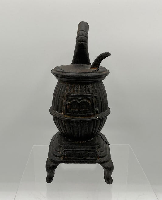 Antique Miniature Cast Iron Potbelly Stove 6” Tall /s