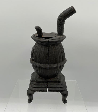 Antique Miniature Cast Iron Potbelly Stove 6” Tall /s