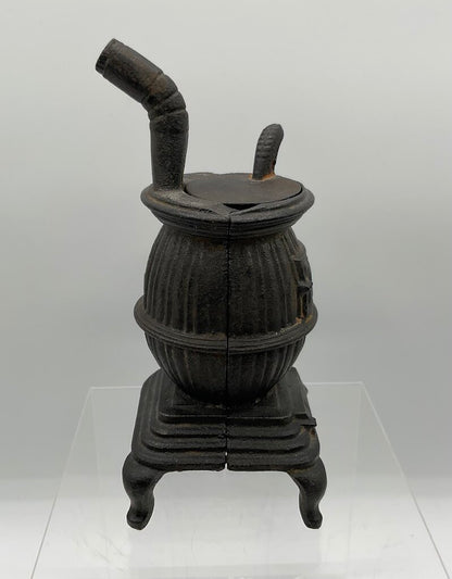 Antique Miniature Cast Iron Potbelly Stove 6” Tall /s