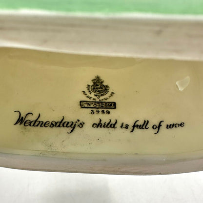 Vintage Royal Worcester Porcelain Figurine Wednesday’s Child Is Full Of Woe #3259 Made In England /cb