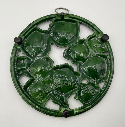Vintage Home Essentials Green Floral Enameled Cast Iron Trivet 8” /s