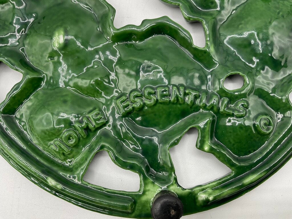 Vintage Home Essentials Green Floral Enameled Cast Iron Trivet 8” /s