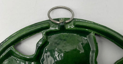 Vintage Home Essentials Green Floral Enameled Cast Iron Trivet 8” /s