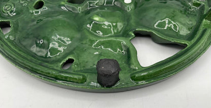 Vintage Home Essentials Green Floral Enameled Cast Iron Trivet 8” /s
