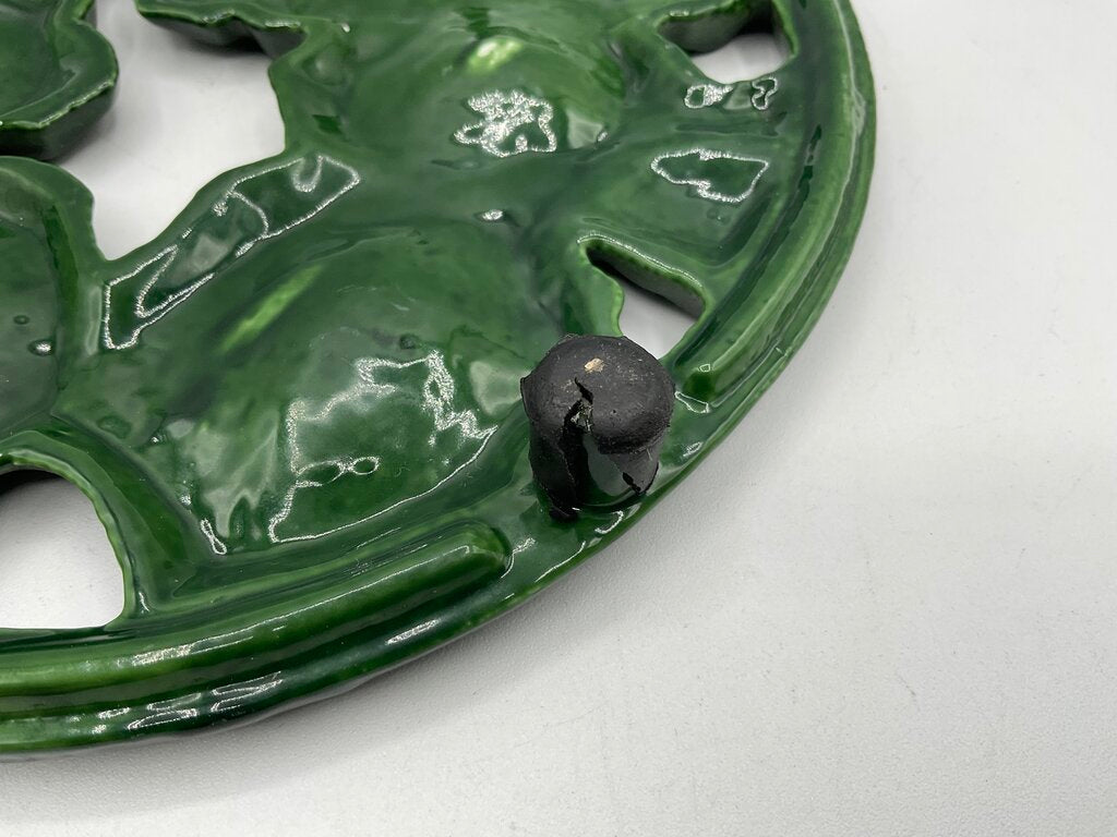 Vintage Home Essentials Green Floral Enameled Cast Iron Trivet 8” /s