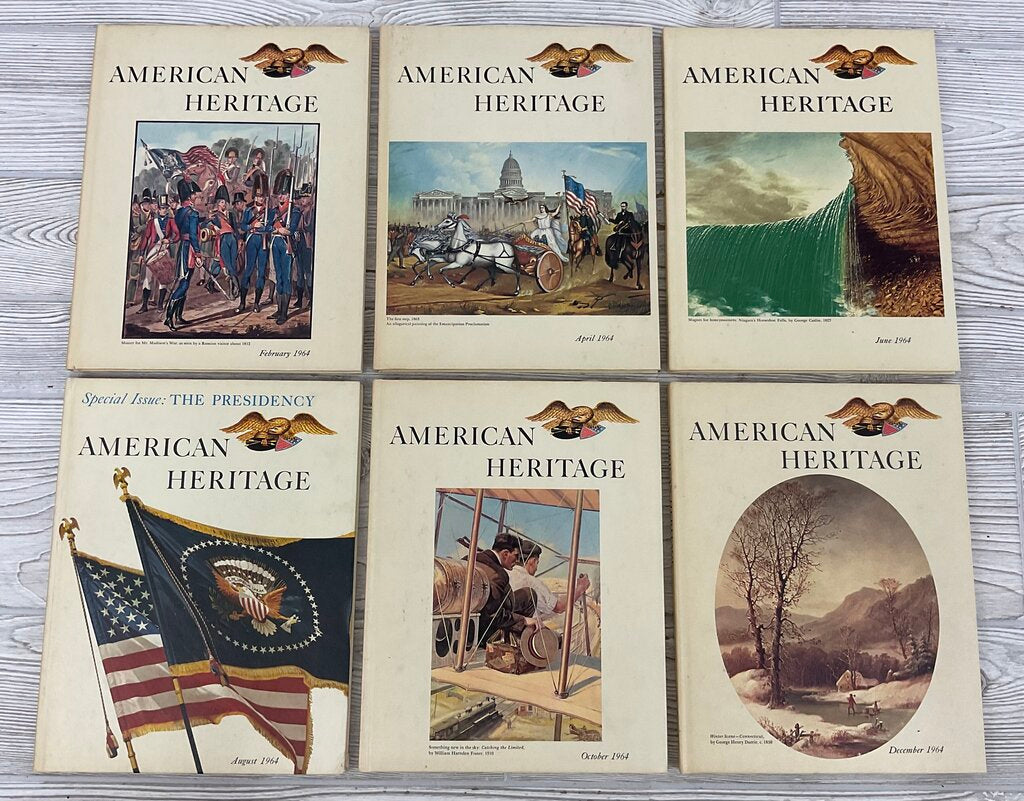 Lot of 6 Vintage “American Heritage” Hardcover History Books (Feb. 1964 - Dec. 1964) /sb